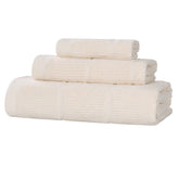 Milo Smart Twist Viscose Cotton Blend Solid Ribbed 3 Piece Towel Set